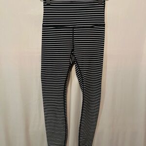 Lululemon Athletica Black and White Striped Leggings